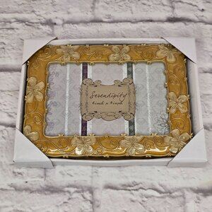 Vintage Serendipity Floral Picture Frame 6x4 Gold Cream Emaneled Valentine Gift